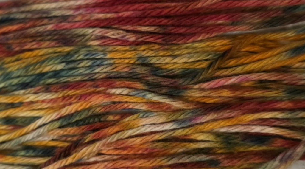 Falltide hand-dyed organic cotton yarn, speckled color detail